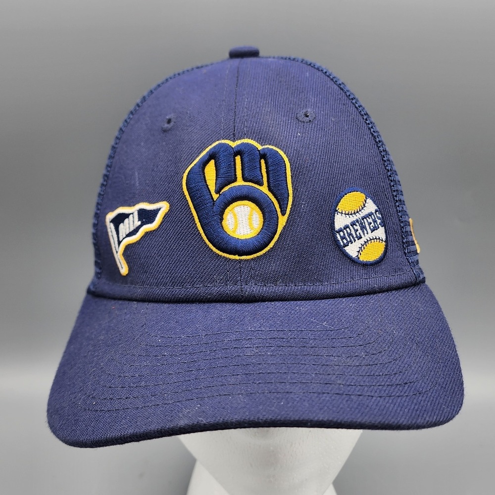 MLB Milwaukee Brewers Logo Youth Hat New Era 9Forty Trucker Mesh Snapback Cap